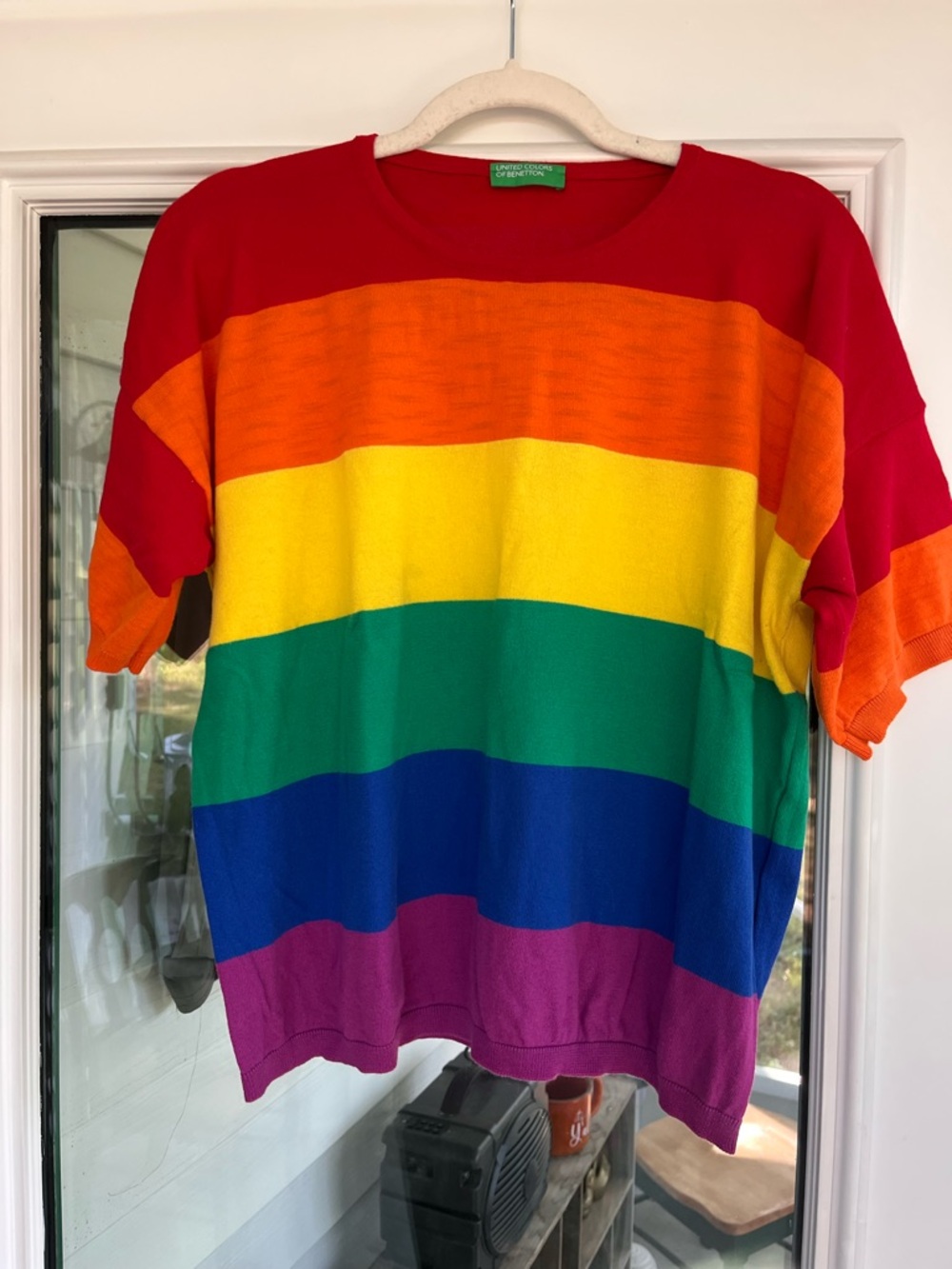 United Colors Of Benetton Rainbow Cotton Sweater | Large